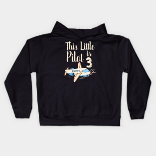 3 Year Old Boy Girl Airplane Pilot 3Rd Birthday Party Kids Hoodie